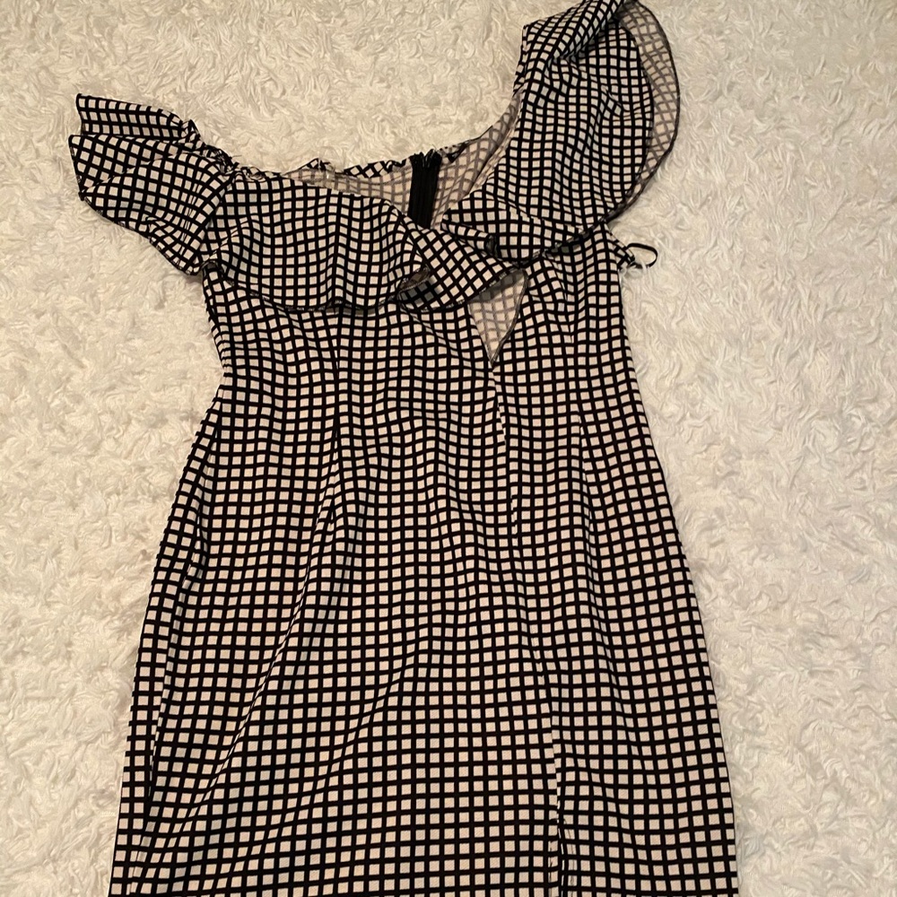 SHEIN off the shoulder checkered dress